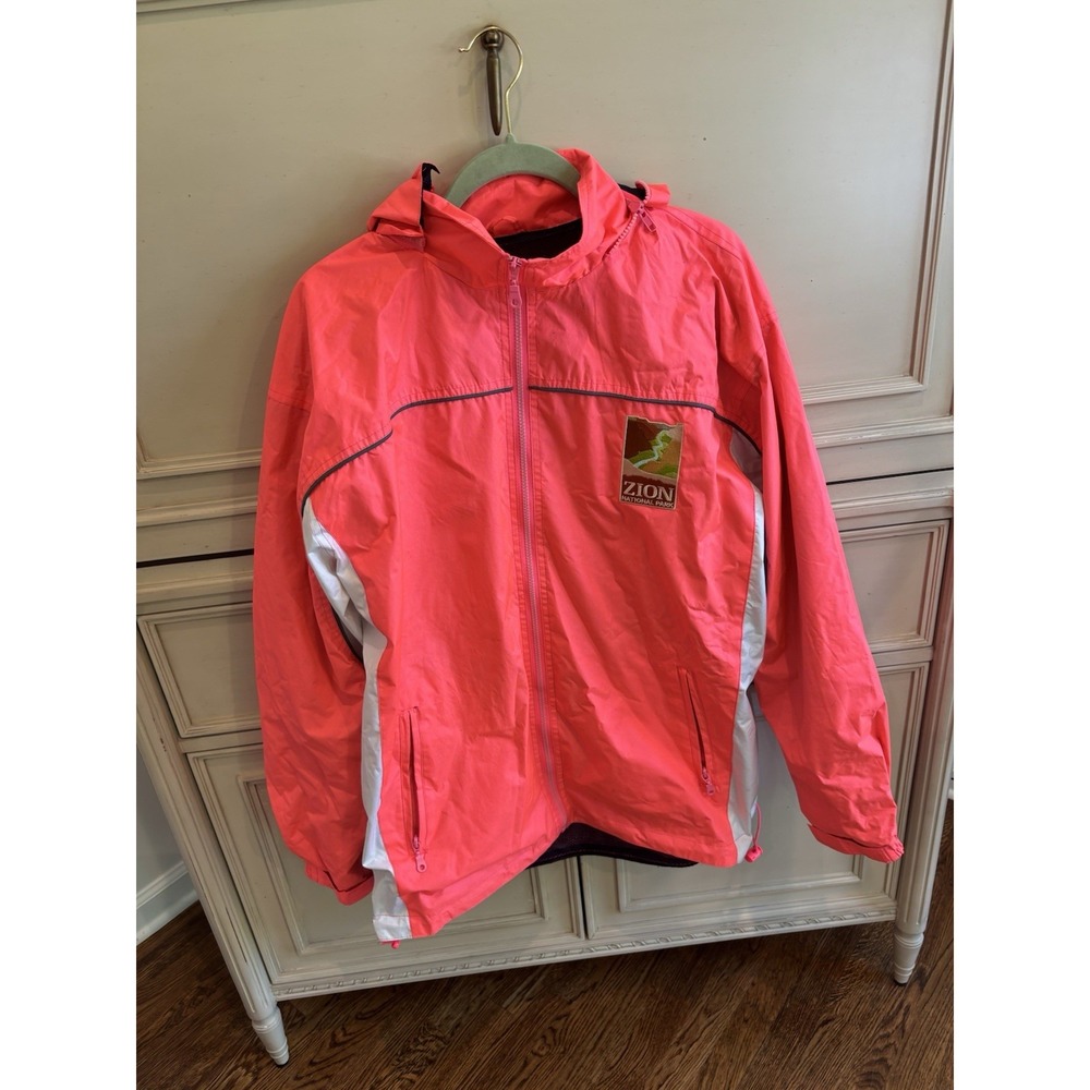 Cheneral Zion National Park Neon Pink Windbreaker Waterproof Jacket Size XL Hood